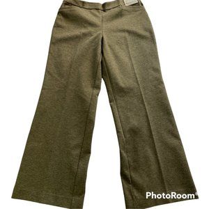 New York & Co Womens Medium Petite City Knit Pants Brown Flare Wide Leg Mid Rise